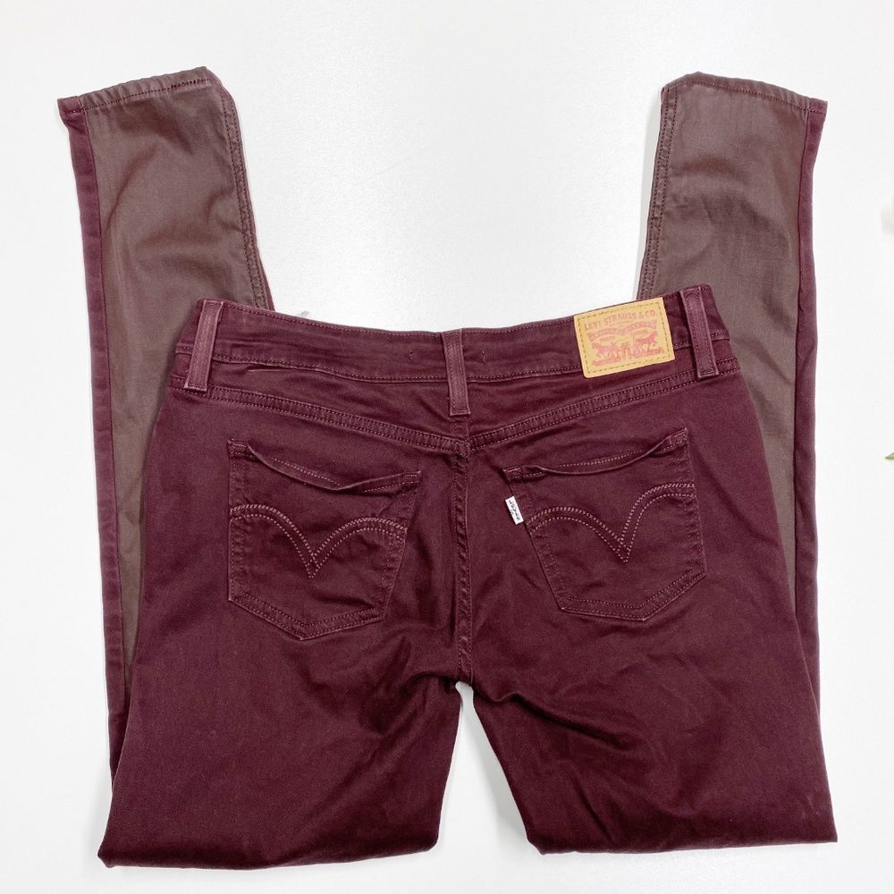 Levi's 535 Burgundy Faux Leather Skinny Jeans 28 - Picture 5 of 6